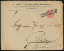 1902 Levél Turul 10f bérmentesítéssel, "MÁRAMAROS-SZIGET P.U." vasúti bélyegzéssel Budapestre