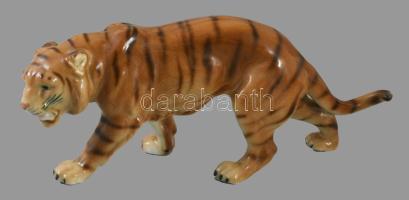 Porcelán tigris figura, hibátlan, 28x10 cm