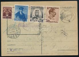 1940 Tábori levelezőlap Ruszpolyánáról (Poienile de sub Munte) 4 db román és egy magyar bélyeggel, &...