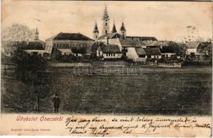Óbecse, Stari Becej; látkép, templomok. Lévai Lajos kiadása / general view, churches (fl)