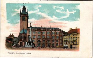 1900 Praha, Prag, Prague; Staromestská rdnice / old town hall. litho + "BÉCS - BUDAPEST" v...