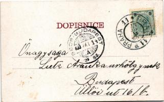 1900 Praha, Prag, Prague; Staromestská rdnice / old town hall. litho + "BÉCS - BUDAPEST" v...