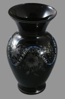 Art deco feliratos hialitüveg váza, hibátlan, m: 25 cm