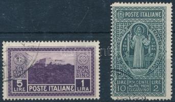 Olaszország 1929 Monte Cassino sor 2 záróértéke Mi 323-324 (Mi EUR 160.-) garancia nélkül / no guara...