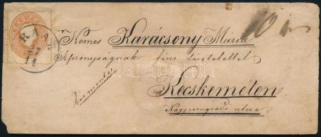 1861 10kr levélen "RAAB" - "KECSKEMÉT"