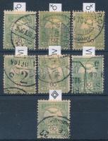 1900 Turul 7 db 60f 3 féle vízjelállással, 3 féle számvízjellel (egy sarokhibás / one with missing c...