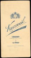 cca 1890-1900 Elegáns idős úr portréja, kabinetfotó Kurzweil Frigyes budapesti műterméből, kis felül...