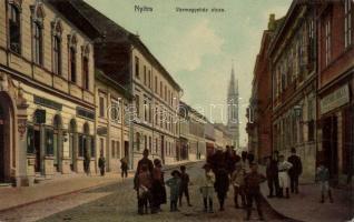 Nyitra Regional hall street with the confectionery shop of Miksa Meitner