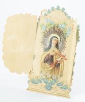 ca 1890 Csipke litho szentkép, kinyitható, térbeli. 18 cm