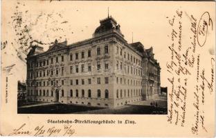 1904 Linz, Staatsbahn-Direktionsgebäude. Druck von E. Mareis / railway directorate (EK)