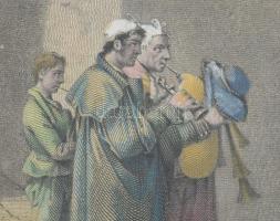 Die Piferari Szerző: Hessloehl, Wilhelm (1810-?) Színezett acélmetszet. 10x7 cm Üvegezett keretben