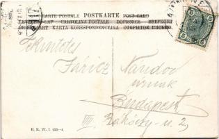 1905 Bowling humour. B.K.W.I. 925-4. s: Schönpflug + "BÉCS - BUDAPEST 117. SZ." vasúti moz...
