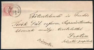 1867 5kr levélen "SIMONTORNYA" - "PEST / DÉL UTÁN"