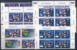 2004 Egyesült Európa 6 klf négyestömb ívszélen az országok nevével