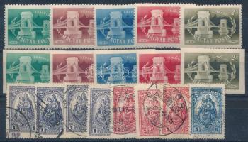 1926 Keskeny Madonna sor + 1P és 2P többlet példányok + 1949 Lánchíd fogazott és vágott sor (a vágot...