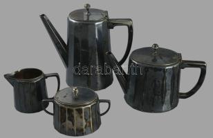 cca 1930 Orivit art deco 4 részes ezüstözött szervírozó szett, jelzett, kis kopással, m: 21 cm alatt