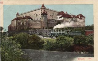 Zólyom castle and locomotive