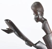 5 db ébenfa, levélélnyitó, figurális afrikai faragások. 30-32 cm