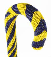 Tanganyika, gyöngy hímzéses ébenfa bot. 45 cm
