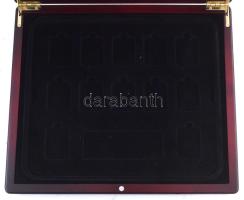 Mahagóni fa érmetartó kazetta bársonybéléssel, 1db beépített tálcával (123x200mm-es férőhellyel és n...