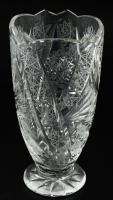 Kristály váza, gazdag mintával, hibátlan, m: 21 cm
