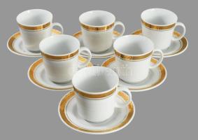 Alföldi porcelán 6 darab csésze alátéttel, jelzett, hibátlan, d: 11 cm
