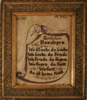 cca 1910 Német nyelvű háziáldás keretben, 34x28 cm