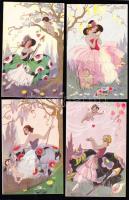 4 db Chiostri művészlap / 4 Chiostri artist signed cards