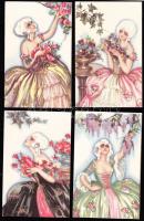 4 db Chiostri művészlap / 4 Chiostri artist signed cards