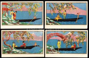 4 db Corbella művészlap / 4 Corbella artist signed cards