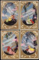 4 db Corbella művészlap / 4 Corbella artist signed cards