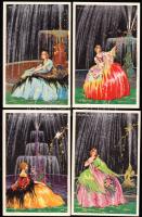 4 db Busi művészlap / 4 Busi artist signed cards