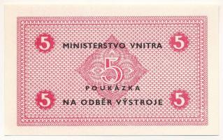 Csehszlovákia DN 5K (felszerelésgyűjtési utalvány) T:UNC
Czechslovakia ND 5 Koruna (voucher for equ...