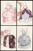 4 db Chiostri művészlap / 4 Chiostri artist signed cards