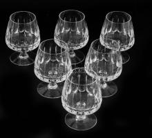 Ólomkristály brandy pohár garnitúra, 6 darab, hibátlan, m: 9,5 cm