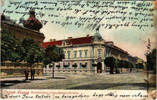 1905 Eszék, Essegg, Osijek; Kolodvorska cesta. Selzer i Rank / Bahnhofstrasse / Vasút utca / street ...