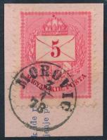 1874 Színesszámú 5kr kivágáson "MOROVIC" gyűszűbélyegzéssel (Gudlin 150 p)