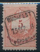 1874 Színesszámú 5kr "BUDAPEST / FŐPOSTA P.U." szögletes bélyegzéssel