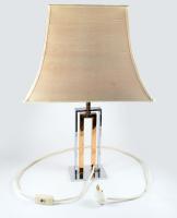cca 1970/80 Modern stílusú krómozott asztali lámpa, búrán kis folt, működik, m: 59 cm