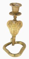 Kobra figurás bronz gyertyatartó, m: 15,5 cm