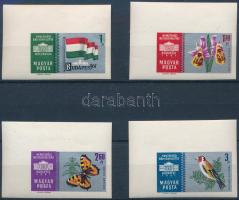 1961 Nemzetközi bélyegkiállítás, Budapest I. vágott ívsarki sor (3Ft törések / folds)