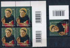 2023 700 éve avatták szentté Aquinói Szent Tamást ívsarki négyestömb és ívszéli bélyeg vonalkóddal