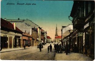 1918 Losonc, Lucenec; Kossuth Lajos utca, Kohn Márkusz üzlete, magyar zászlók. Fischer Sándor kiadás...