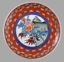cca 1930 Japán dísztál, jelzés nélkül, hibátlan, d: 26 cm