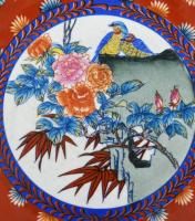 cca 1930 Japán dísztál, jelzés nélkül, hibátlan, d: 26 cm