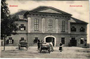 Dombóvár, Korona szálloda, kávéház, szekér. Bruck Sándor kiadása
