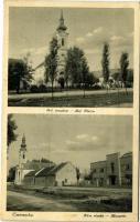 1943 Cservenka, Crvenka; Református templom, Fő utca részlet. Aulenbach Ádám kiadása / Calvinist chu...