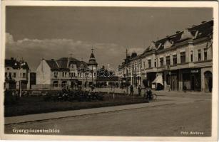 1941 Gyergyószentmiklós, Gheorgheni; Fő tér, Coloman Lázár, Csiky és Bartis Alexandru üzlete, Brosz ...