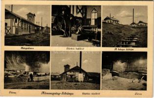1941 Aknasugatag, Ocna Sugatag; Sóbánya, bányaüzem, gépház kívülről és belülről, látkép, tárna, Márt...