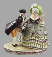 Lippelsdorf udvarlás porcelán figura, jelzett, hibátlan, 18x18 cm